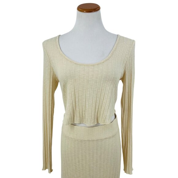 NWOT Free People Knit Co-Ord Top Maxi Skirt Set • Coastal Soft Girl Minimalist L - Picture 5 of 16